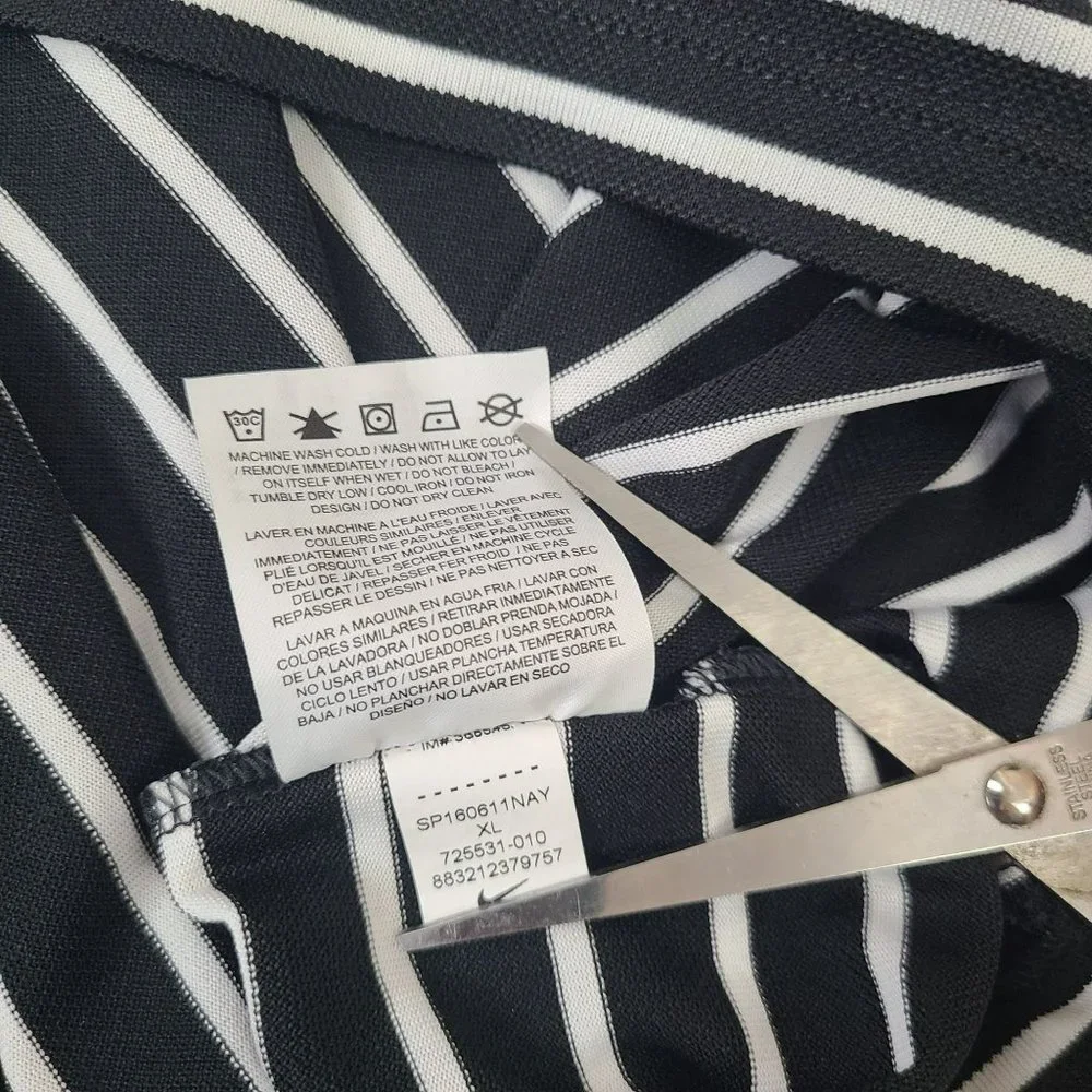 Nike Golf Standard Fit Mens Sz XL Dri-Fit Golf Polo Shirt Black White Stripes - Picture 5 of 8